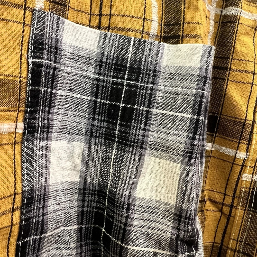 ee:some Mixed Material Flannel Shirt Sz 1x Cotton Long Sleeve Button Up Shacket - Picture 4 of 8